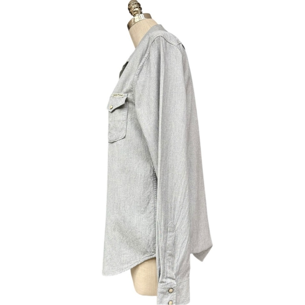 Lucky Brand Gray Herringbone Western Snap Shirt Size Small, Western Button Down - Picture 4 of 10